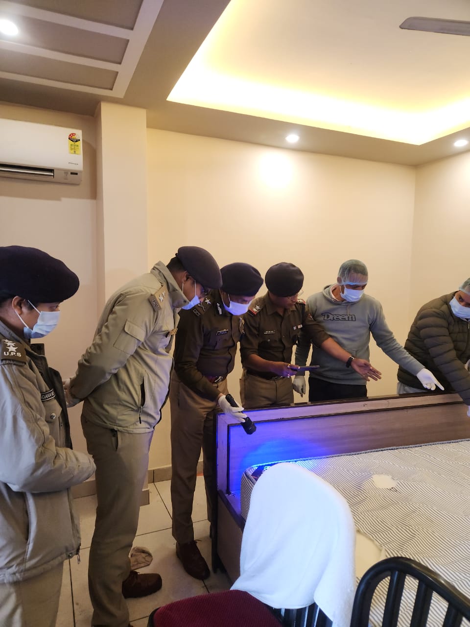 SIT chief IG STF Nilesh Anand Bharne inspecting crime scene in Sukhwant Singh suicide case at Kathgodam