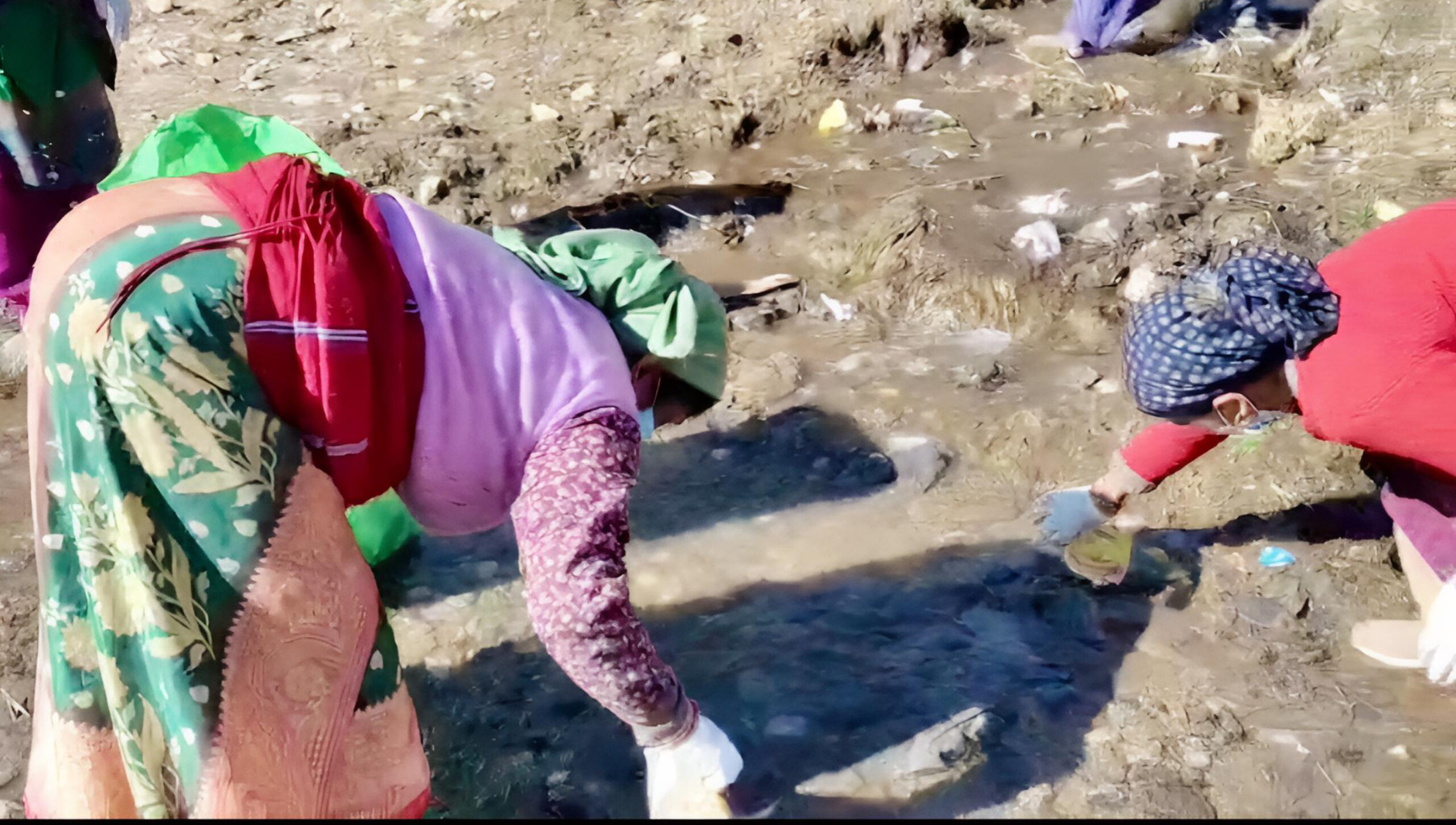 थैंक यू नेचर अभियान के तहत ग्राम झाला में स्वच्छता करती महिलाएं